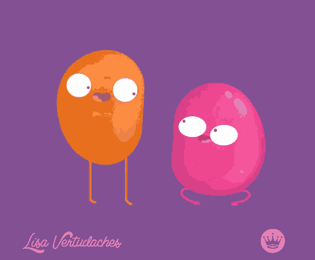 a purple background with two cartoon characters and the name lisa vertudaches on it
