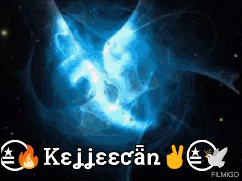 a blue background with the words kejieecan filmigo