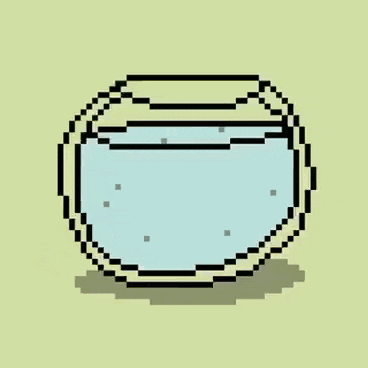 a pixel art drawing of a fishbowl with a sign that says i love grandpa