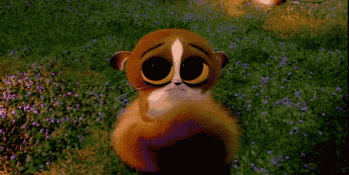 a cartoon lemur standing in a field of flowers