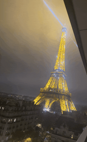 a view of the eiffel tower at night