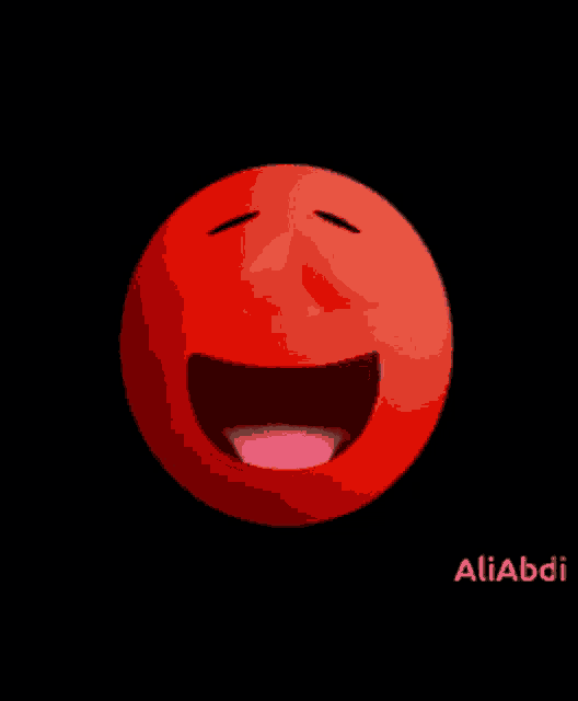 a red smiley face with a pink tongue sticking out and the word aliab on the bottom