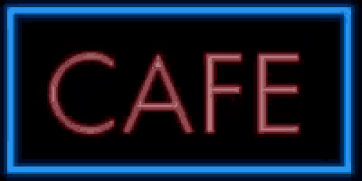 a neon sign that says cafe in red letters