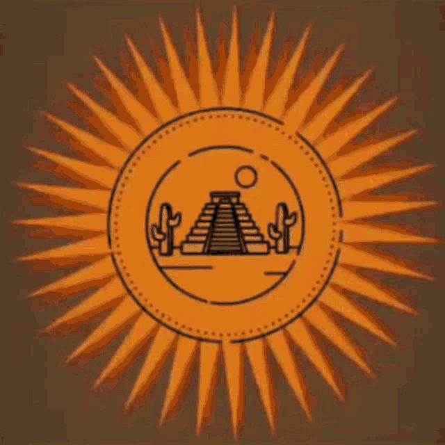 a pyramid is in the center of a sun
