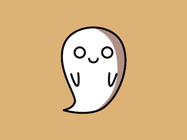 a cartoon drawing of a ghost with a face