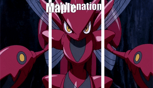 a picture of a red monster with the words maplenation written on it