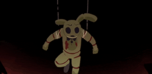 a cartoon drawing of a teddy bear with blood coming out of his eyes