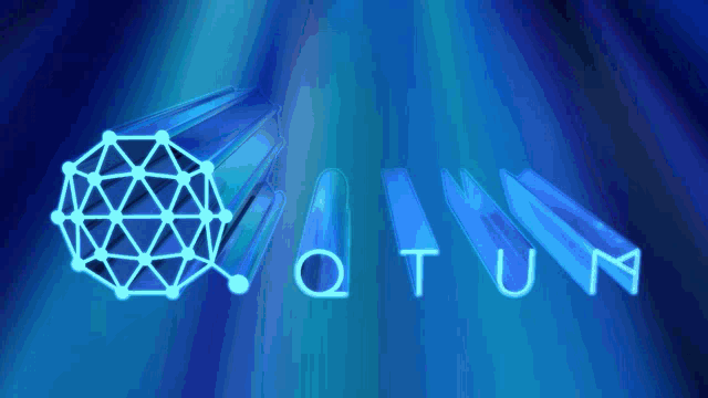 a blue background with the word qtum written on it