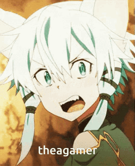 a close up of a anime character with the word theagamer on the bottom right