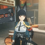 a cartoon character is standing in front of a sign with chinese characters on it