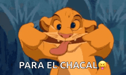 simba from the lion king is sticking out his tongue and making a funny face .