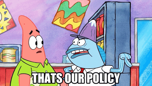 Thats Our Policy The Patrick Star Show GIF - Thats Our Policy The Patrick Star Show Manager GIFs