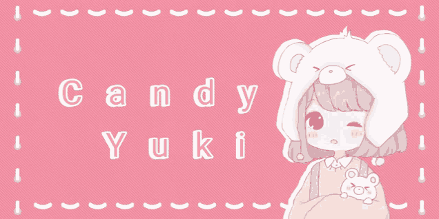 candy yuki is written on a pink background
