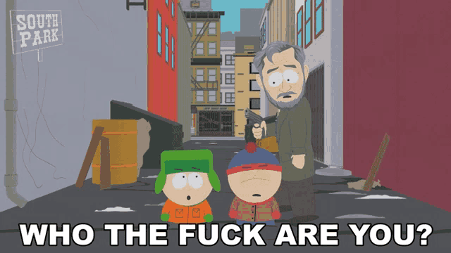 a south park cartoon shows a man holding a gun