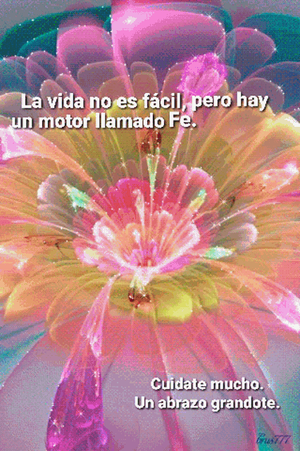 a colorful flower with the words la vida no es facil pero hay un motor llamado fe on the bottom