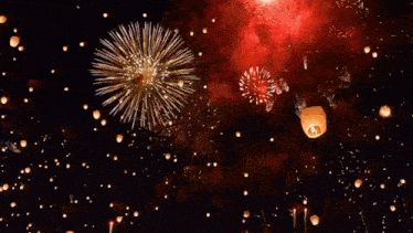 a fireworks display with the words " support by easy family "