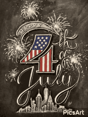 a chalkboard drawing for the 4th of july