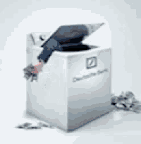 a person is sticking their head out of a dirty laundromat
