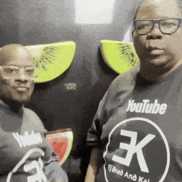 a man and a woman are wearing shirts that say youtube