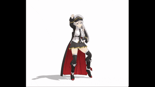 a 3d model of a girl in a military uniform dancing