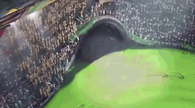 an aerial view of a soccer stadium with a large crowd