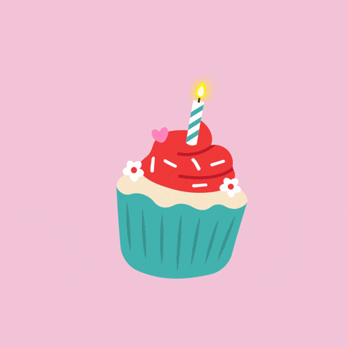 a birthday cupcake with a candle on top
