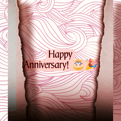 a happy anniversary card with a cake on it