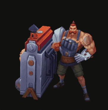 a pixel art illustration of a man holding a sword