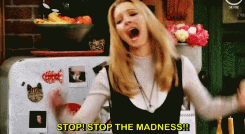Stop The Madness Madness GIF - Stop The Madness Madness Lisa Kudrow GIFs