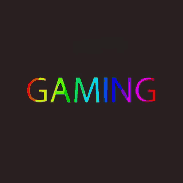 the word gaming is displayed in rainbow colors