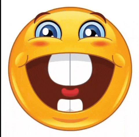 a cartoon smiley face with a big smile and a missing tooth .