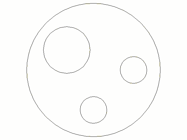 a drawing of a red yellow and white circle with holes in it