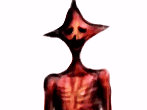 a drawing of a red monster with a pointed head