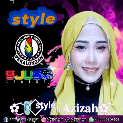 a woman wearing a yellow scarf and a black sweater is featured on a style ad