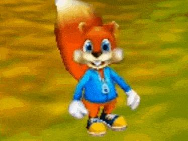 a cartoon squirrel is holding a baseball bat in his hand .