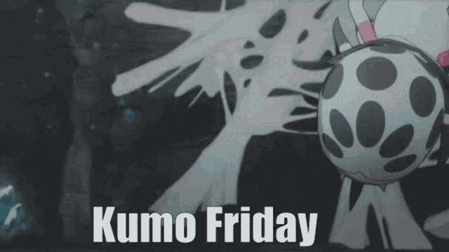 a picture of a spider with the words kumo friday written on it