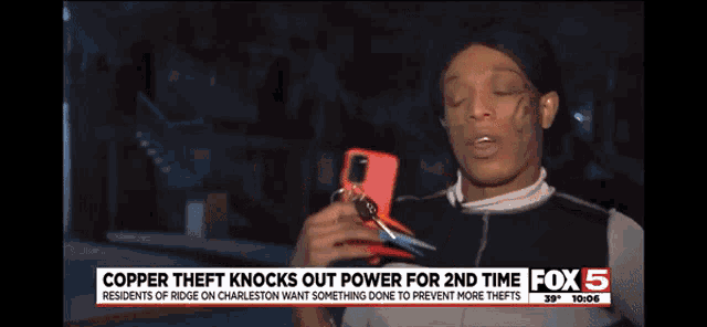 a fox 5 news report about copper theft knocking out power for 2nd time