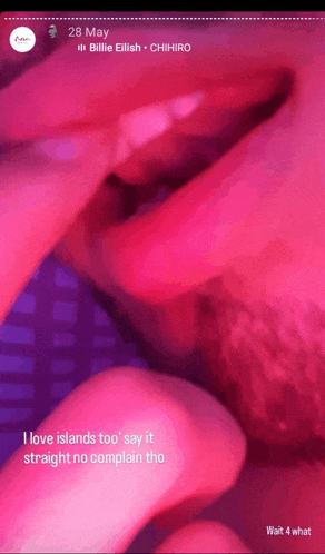 a picture of a person 's mouth with a caption that says ' i love islands too '