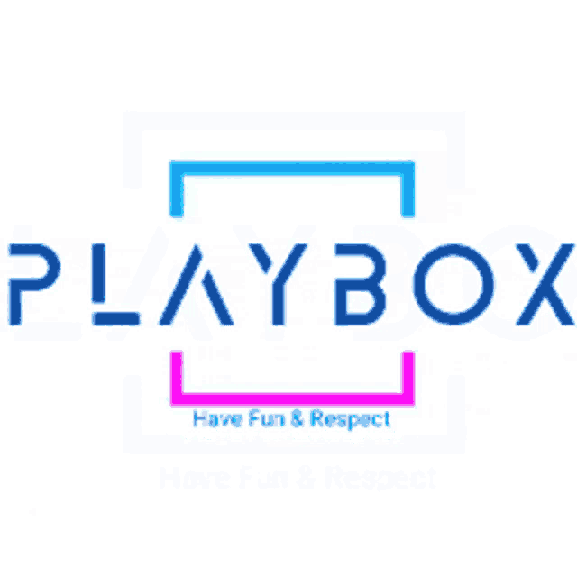 a logo for a company called playbox that says have fun and respect