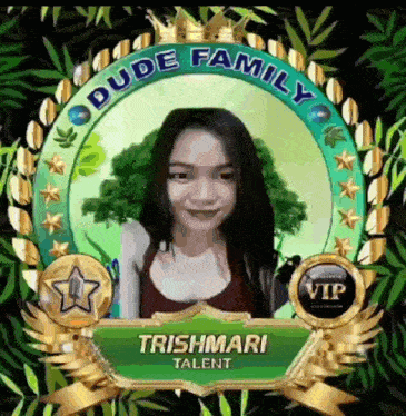 a picture of a girl with dude family talent written on it