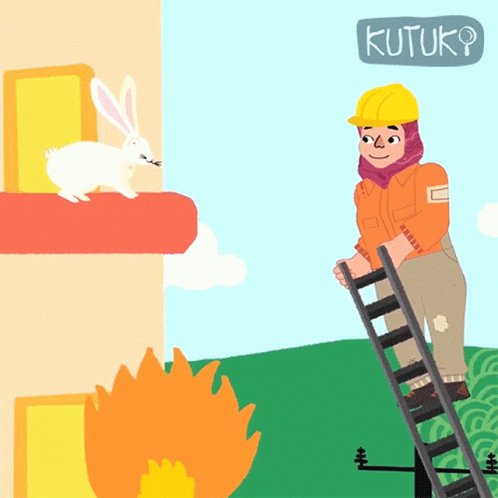 Rescue The Rabbit Kutuki GIF - Rescue The Rabbit Kutuki Fireman At Work GIFs