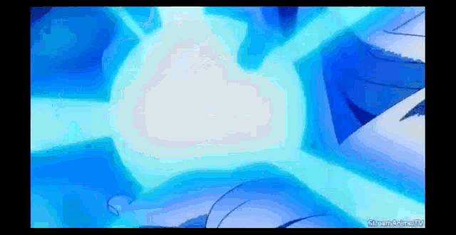 a blue light is coming out of a person 's chest .
