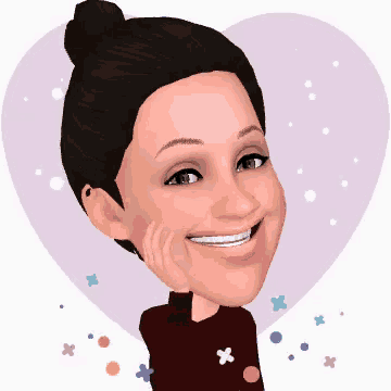 a cartoon drawing of a woman with a bun on her head