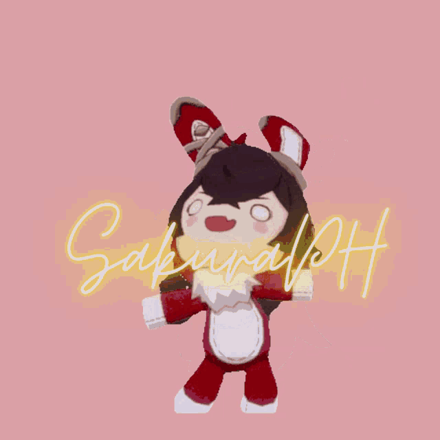 a drawing of a rabbit with the word sakura on the bottom