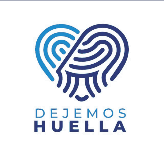 a logo for dejemos huella has a heart shaped fingerprint