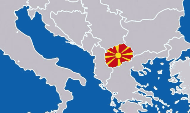 a map of europe with a red and yellow circle in the middle