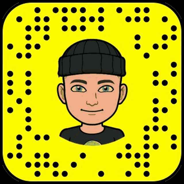 a snapchat icon with a cartoon of a man wearing a beanie and a t-shirt .