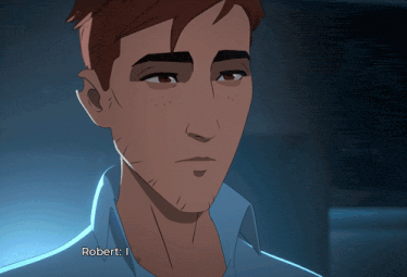 a close up of a man 's face with the words robert i below him