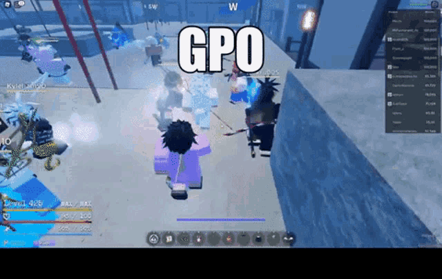 a video game with the word gpo on the screen