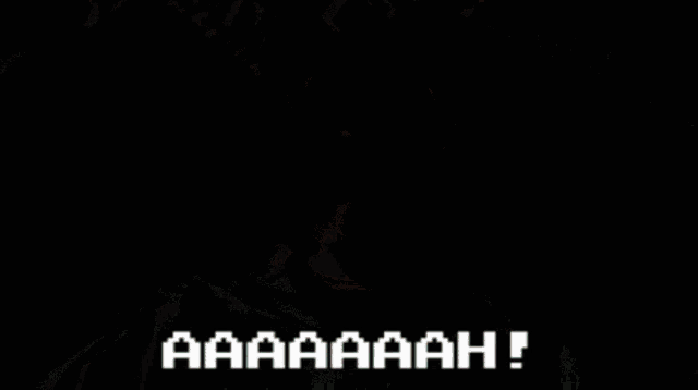 a pixelated image of a man with his mouth open and the words " aaaaah " on the bottom